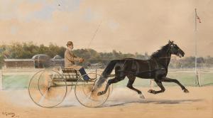 WILDA Hans Gottfried,Black horse at the harness racing track,1890,Palais Dorotheum 2022-04-20