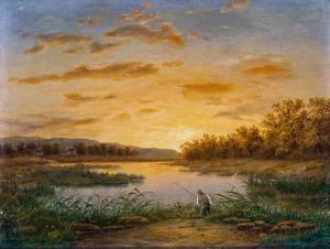 WILDA Rudolf 1818-1908,Sonnenuntergang über einsamem See,Leo Spik DE 2016-12-08