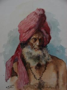 WILES B.H 1800-1900,Gentleman with turban, beard and necklace,1911,Dickins GB 2007-06-16