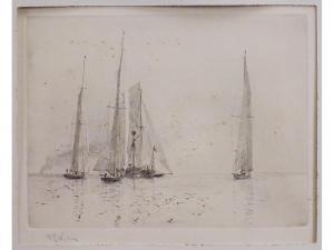 WILEY William L.,Five yachts with seagulls in the foreground,Eldred's US 2013-11-21
