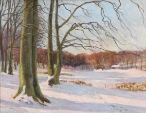 WILHARDT Peter H.,A scene from Dyrehaven park in wintertime,1924,Bruun Rasmussen 2018-12-13