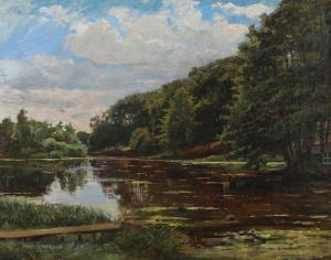 WILHARDT Peter H. 1866-1929,A summer landscape with a forrest lake,1915,Bruun Rasmussen 2023-10-23