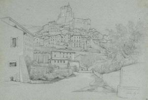 WILHELM Heinrich 1850,Blick auf Subiaco mit dem Rocca dei Borgia,Galerie Bassenge DE 2008-05-30