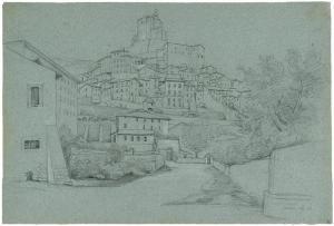 WILHELM Heinrich 1850,Blick auf Subiaco mit dem Rocca dei Borgia,1843,Galerie Bassenge DE 2009-06-04