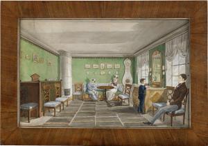 WILHELM SWEDMAN Carl 1762-1840,Interiör från Lorentzberg i Stockholm,1837,Stockholms Auktionsverket 2017-06-06
