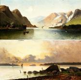 WILHELMI M,Bergsee mit Dampfschiff / Sonnenuntergang,1887,Zofingen CH 2013-06-06