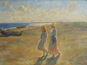 WILHJELM Johannes M. Fasting 1868-1938,Mother and daughter walking on a ,1917,Golding Young & Mawer 2018-08-22