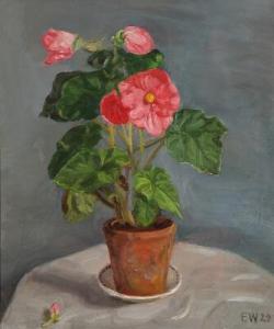 WILKENS Ellen 1889-1963,Still life with pink flowers in a plant pot,1929,Bruun Rasmussen 2022-08-01