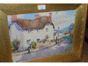 WILKINSON Alfred L 1900-1900,Children by thatched cottages,Lawrences of Bletchingley GB 2009-07-14