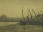 WILKINSON Edward Clegg 1800-1900,Boatsmoored at a city quay,1882,Dreweatt-Neate GB 2004-09-28