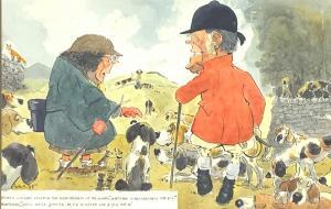 WILKINSON J.W 1906-1994,Cartoon Huntsman in Humorous Conversatio,1986,Duggleby Stephenson (of York) 2020-06-19