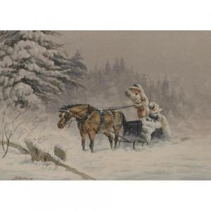 WILKINSON John B 1865-1907,FIGURES IN A HORSE-DRAWN SLEIGH,Joyner CA 2012-03-12