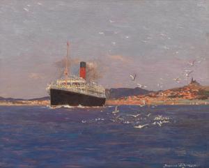 WILKINSON Norman 1878-1971,A Cunard liner off the coast,Bonhams GB 2024-03-14