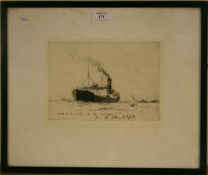 WILKINSON Norman 1878-1971,Merchant Steam Ship in Coastal Waters,Tooveys Auction GB 2009-09-08
