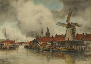 WILLATT Norris Fowler,Dutch barges in a harbour (2 works),Bellmans Fine Art Auctioneers 2023-10-10