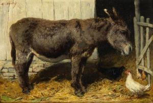 Willem Maris 1844-1910,A donkey and chicken at the stable door,Venduehuis NL 2023-11-16