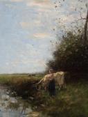 Willem Maris 1844-1910,Woman and Cow by the Water,Heffel CA 2018-07-26
