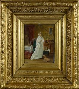 WILLEMS Louis 1820-1899,Elégante et son chien,Galerie Moderne BE 2022-02-21