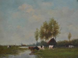 WILLENBORG H. A 1856-1943,Cows in a Meadow with Windmill Beyond,John Nicholson GB 2020-07-17
