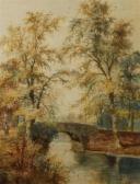 Willett Arthur 1857-1918,Autumnal river scene with stone bridge and a fishe,Gorringes GB 2011-10-19