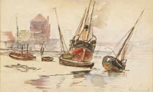 WILLIAMS Alexander 1846-1930,BOATS AT RINGSEND, DUBLIN,Whyte's IE 2012-10-01
