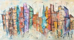 WILLIAMS BETTY C,ABSTRACT CITYSCAPE WITH SKYSCRAPERS,Sloans & Kenyon US 2013-02-16