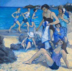 WILLIAMS Claudia 1933,Joggers and Bathers, Tenby,1999,Rogers Jones & Co GB 2023-11-18