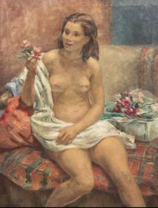 WILLIAMS Esther Baldwin 1907-1969,Nude with Flowers,Hindman US 2012-05-02