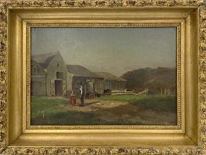 WILLIAMS Frederick Dickinson 1829-1915,barnyard scene with figures,1964,CRN Auctions US 2020-03-15
