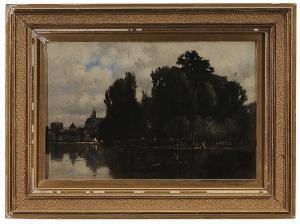 WILLIAMS Frederick Dickinson 1829-1915,Waterfront Town,1876,Brunk Auctions US 2014-07-12