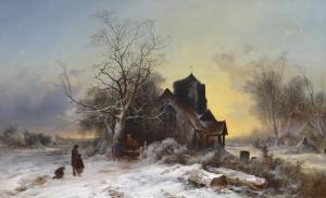 WILLIAMS G,Winter landscape with figures before a church,Gorringes GB 2024-01-15