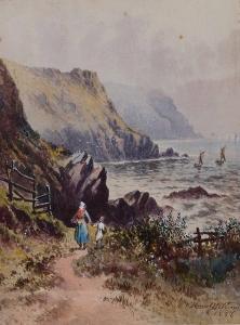 WILLIAMS Harry J 1885-1896,Mother and child walking along a coastal path,1886,Mallams GB 2016-02-04
