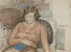 WILLIAMS Hubert John 1905-1989,Girl with a Book,1935,Rosebery's GB 2022-10-11