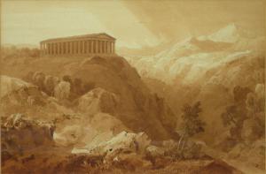 WILLIAMS Hugh William Grecian,VIEW OF THE TEMPLE OF SEGESTA, SICILY,1823,Lyon & Turnbull 2011-10-15