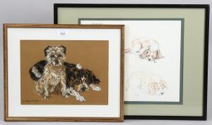 WILLIAMS Jean Parry 1918-2010,portrait of 2 dogs,1967,Burstow and Hewett GB 2022-12-15