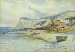 WILLIAMS John Wynne 1900-1920,Beached Boats off Coastal Village,David Duggleby Limited GB 2017-01-14
