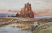 WILLIAMS John Wynne 1900-1920,The Abbey, Whitby, with cattle watering, the town ,Morphets 2020-03-05