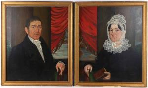 WILLIAMS Micah 1782-1837,a couple with red curtain,Nye & Company US 2023-01-25