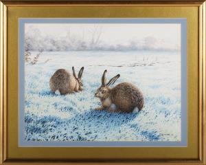 WILLIAMS Owen 1956,Two Hares in a Snowy Landscape,1997,Tooveys Auction GB 2023-01-18