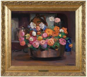 WILLIAMS Pauline Bliss 1888-1962,Zinnias and Asters,Brunk Auctions US 2022-07-15