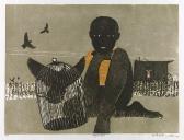 WILLIAMS Walter Henry 1920-1988,Caged Bird,1966,Swann Galleries US 2014-10-09