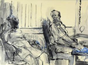 WILLIAMS WARREN 1975,Two seated figures in conversation,Rogers Jones & Co GB 2017-02-18