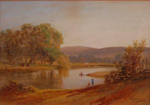 WILLIAMS William,Rural landscape with figures on a riverbank,1847,Lacy Scott & Knight 2017-12-09