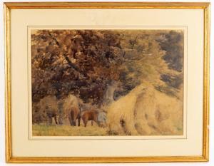 WILLIAMSON Daniel Alexander 1823-1903,River Landscape and Horses ,1874,Simon Chorley Art & Antiques 2020-03-17