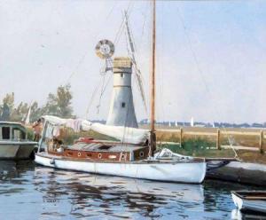 WILLIAMSON Derek 1900,Sailing Boats by a Wind Pump,Keys GB 2013-03-08