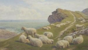 WILLIAMSON Frederick 1856-1900,Sheep above the coast,1876,Peter Karbstein DE 2020-07-11