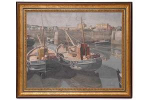 WILLIAMSON Harold 1898-1972,fishing boats in a harbour,Dawson's Auctioneers GB 2022-10-06