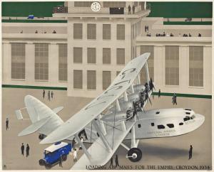WILLIAMSON Harold Sandys 1892-1978,IMPERIAL AIRWAYS / LOADING AIR MAILS FOR TH,1934,Swann Galleries 2021-11-23