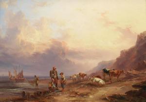 WILLIAMSON Samuel,Fisherfolk and cattle on the seashore; A mountaino,1831,Bonhams 2019-03-20