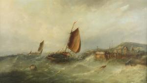 WILLIAMSON William Harry 1820-1883,Boats outside a harbour in choppy ,Bellmans Fine Art Auctioneers 2024-03-28